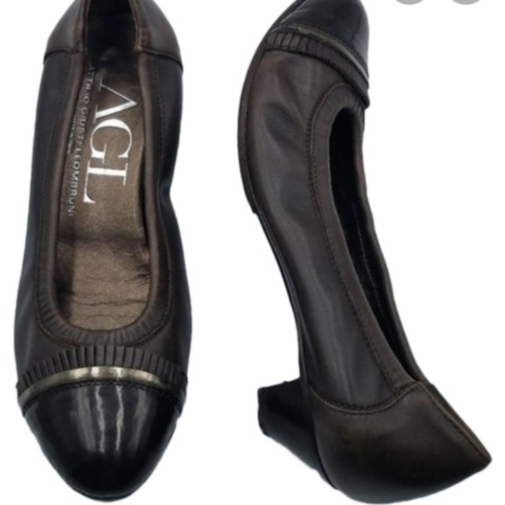 AGL ruffle patent toe heeled shoes